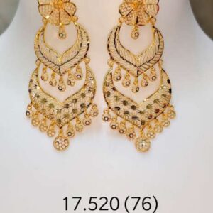 Gold Floral Chandbali Earrings – 17.520 gm