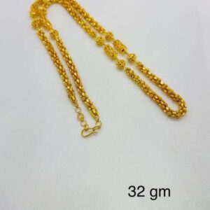 Gold Beaded Long Chain – 32 gm