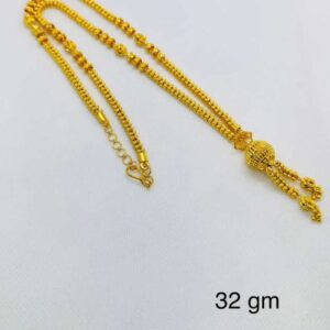 Gold Traditional Beaded Long Chain – 32 gm