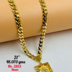 22KT Gold Lion Pendant Cuban Chain – 48.070 gm