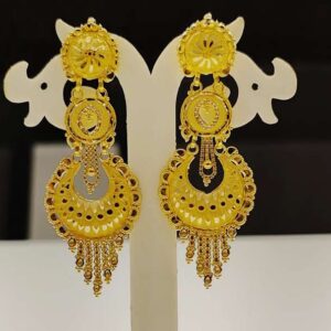 Gold Antique Style Chandbali Earrings