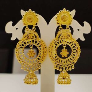 Gold Traditional Chandbali Jhumka Earrings