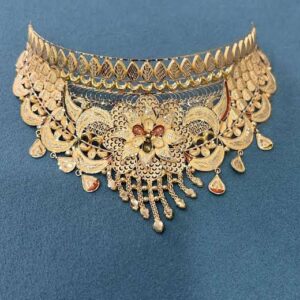 Antique Floral Gold Choker Necklace