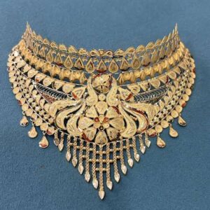 Designer Floral Gold Choker Necklace