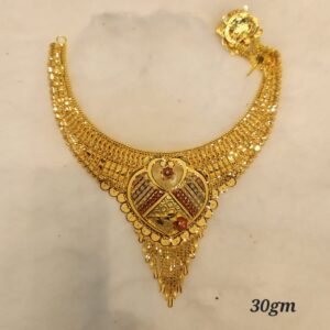 Red Stone Floral Gold Necklace