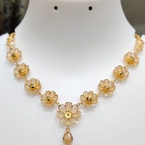 Floral Pendant Gold Necklace