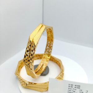 Geometric Lattice Gold Bangles