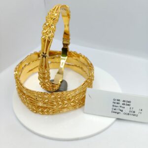 Floral & Geometric Gold Bangles (49.040 gm)